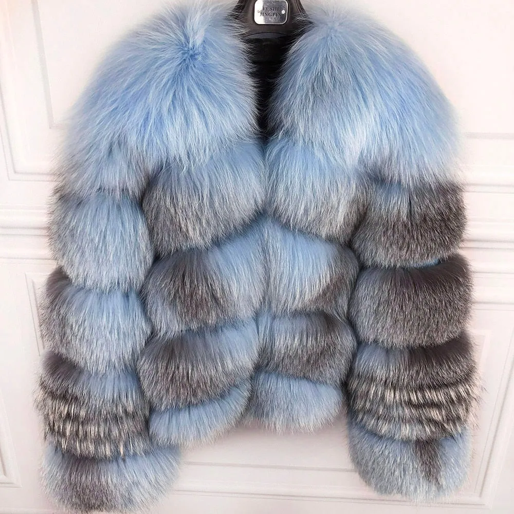 Ladies Natural Real Fox Fur Coat