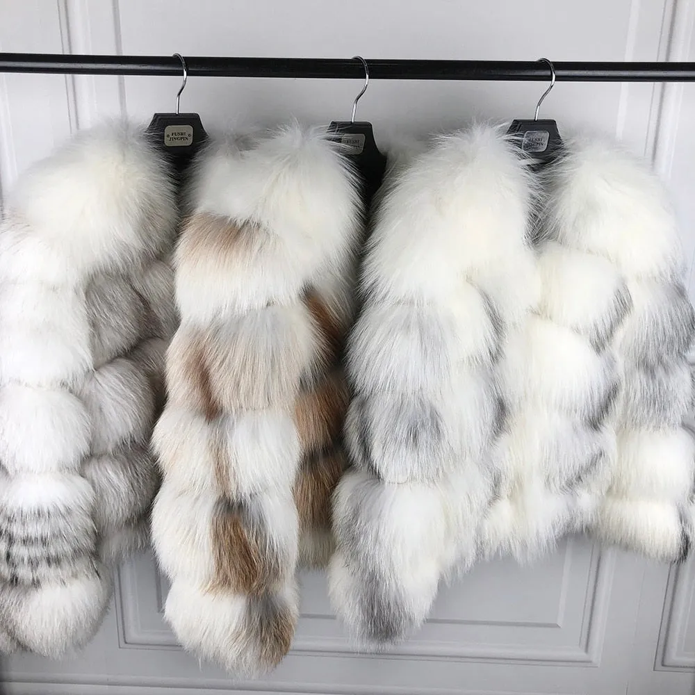 Ladies Natural Real Fox Fur Coat