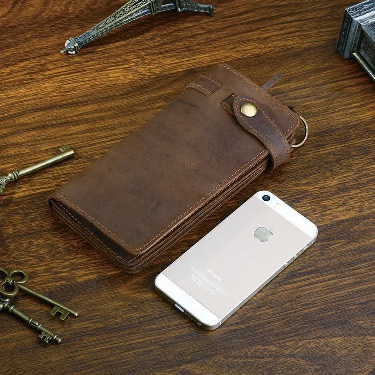 Large Brown Crazy Horse Clutch Wallet|Waled Crazy Horse Brown Mawr