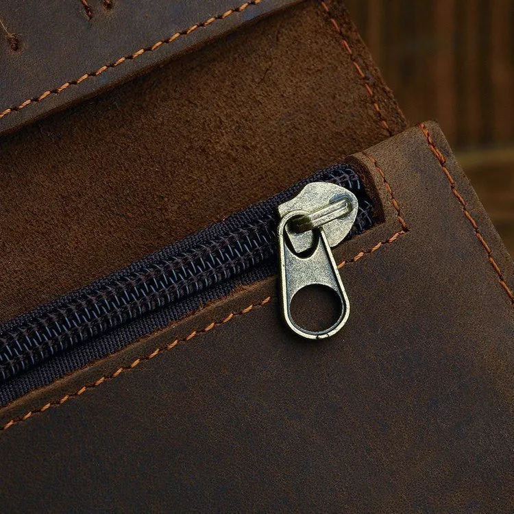 Large Brown Crazy Horse Clutch Wallet|Waled Crazy Horse Brown Mawr