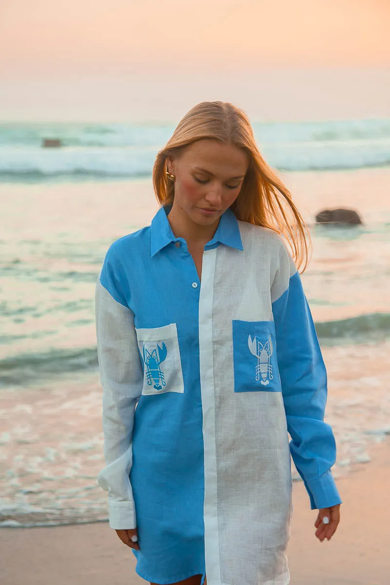 Lobster Linen Dress - Long Sleeve
