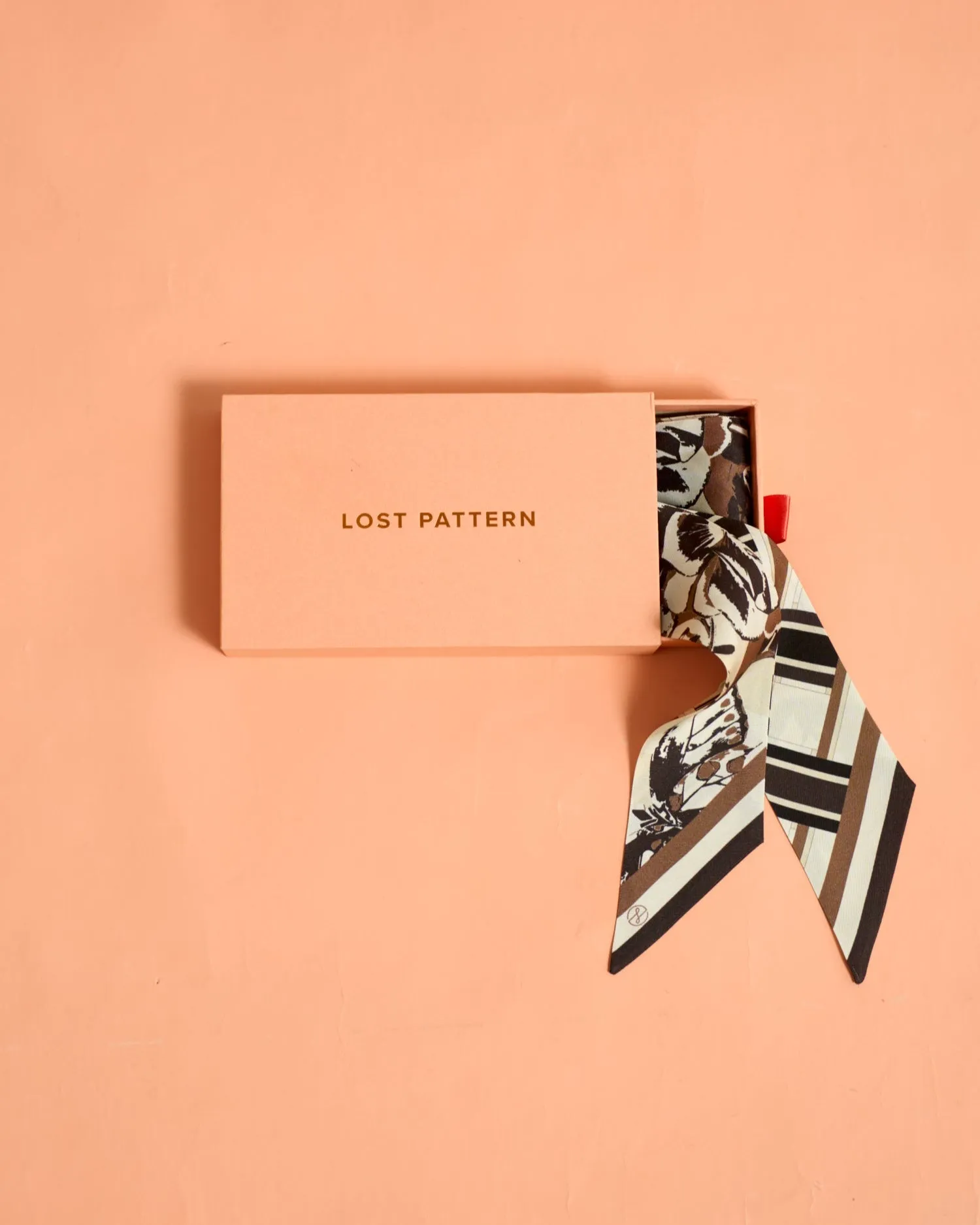 Lost Pattern x Leatherology Silk Twill Skinny Scarf - Neutral