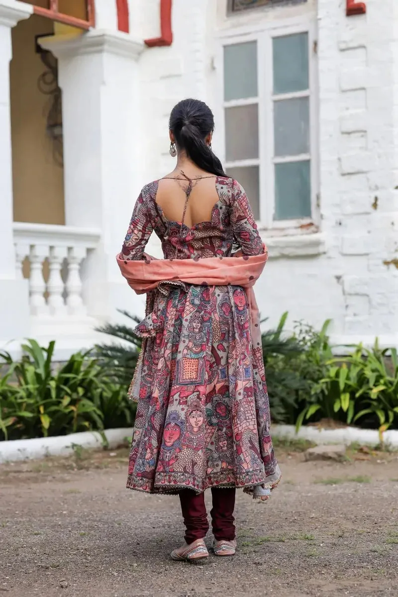 Maroon Anarkali Dress