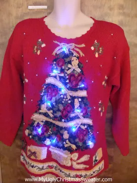 Massive Tree on a Red Light Up Ugly Xmas Sweater