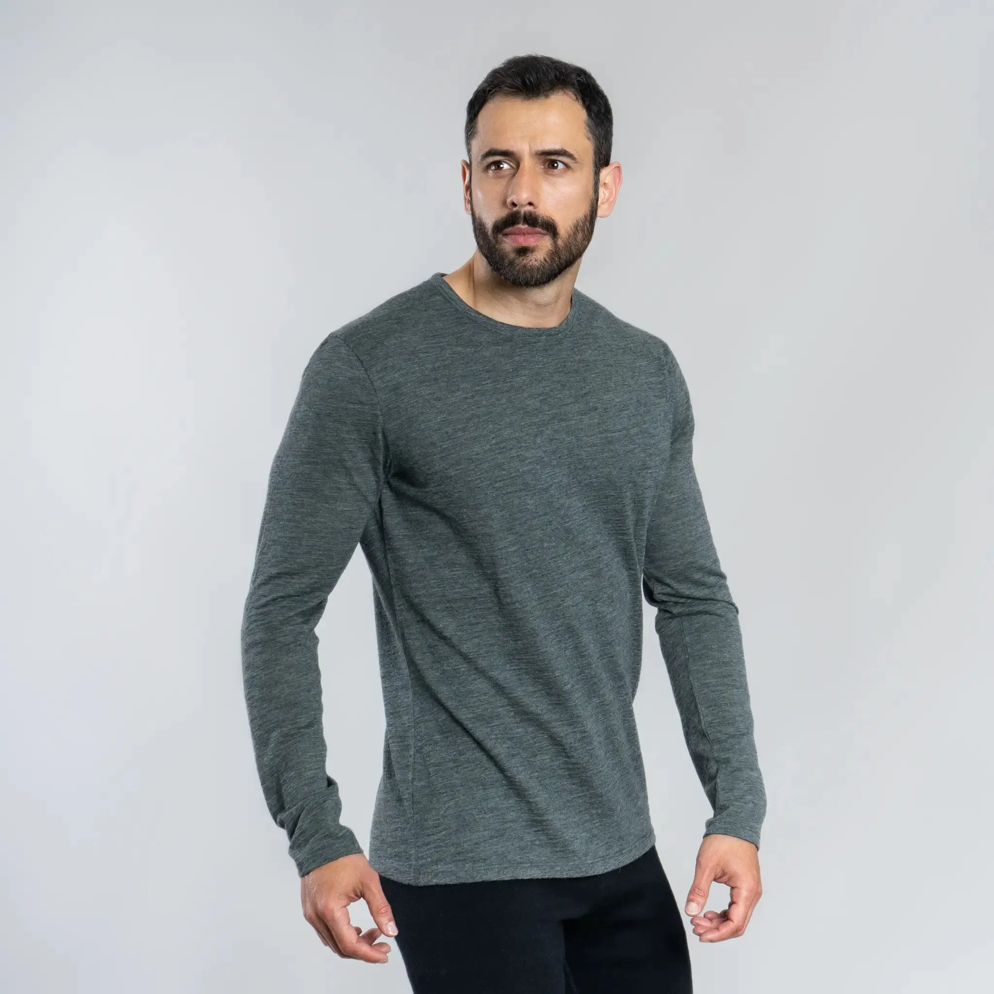 Men's Alpaca Wool Long Sleeve Base Layer: 160 Ultralight