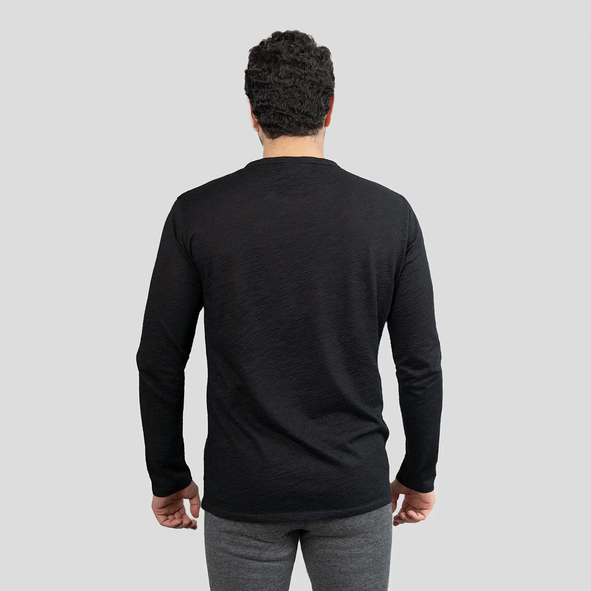 Men's Alpaca Wool Long Sleeve Base Layer: 160 Ultralight