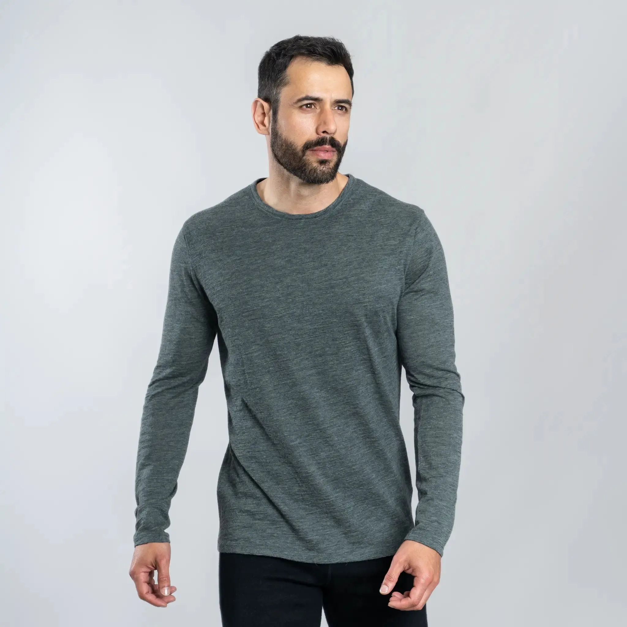 Men's Alpaca Wool Long Sleeve Base Layer: 160 Ultralight