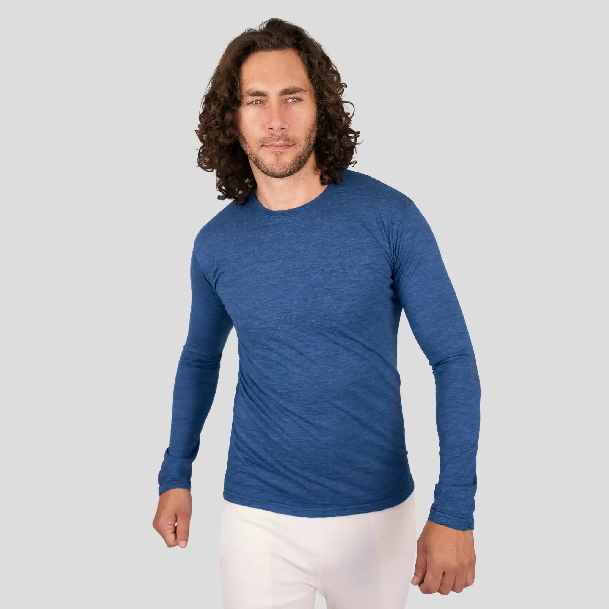 Men's Alpaca Wool Long Sleeve Base Layer: 160 Ultralight