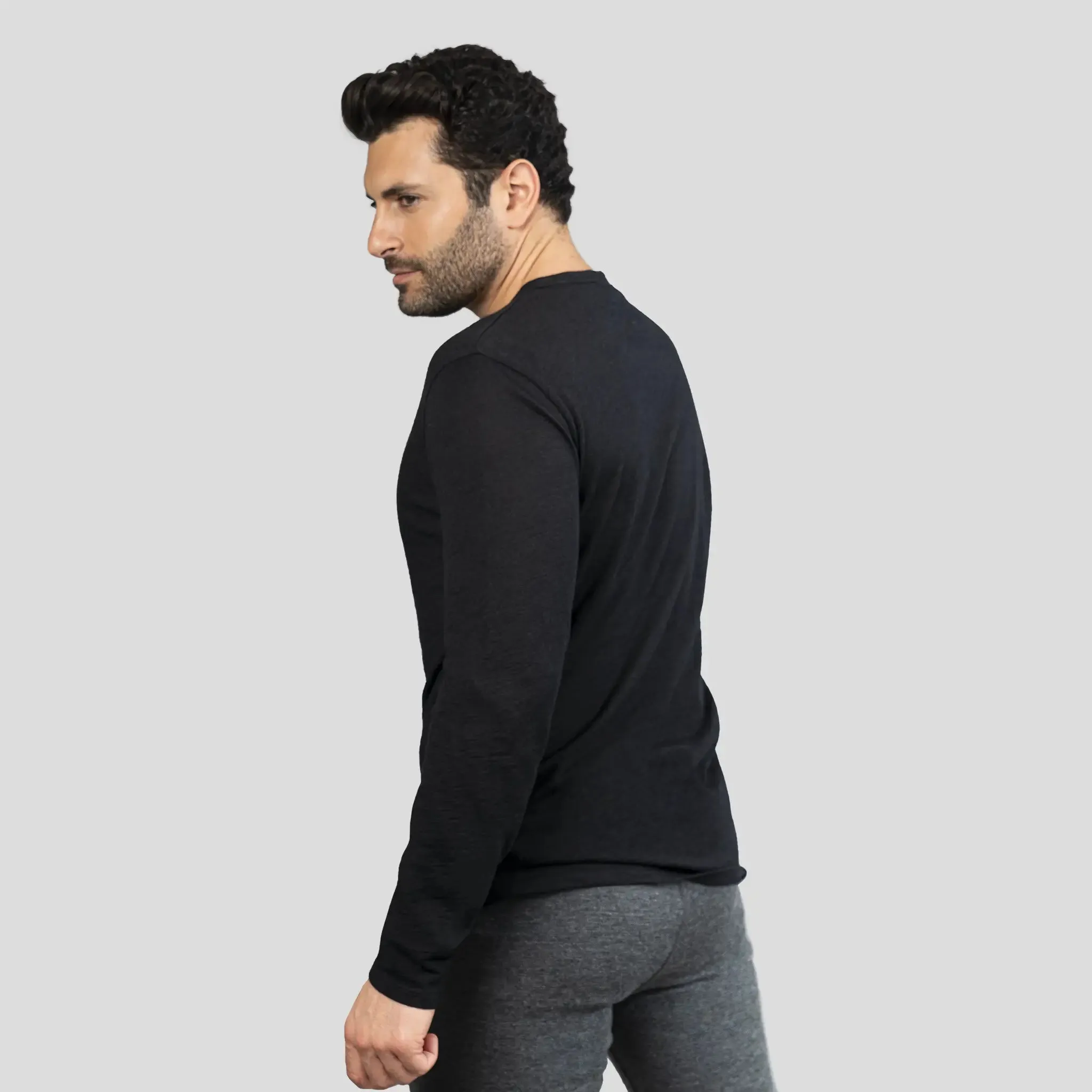 Men's Alpaca Wool Long Sleeve Base Layer: 160 Ultralight