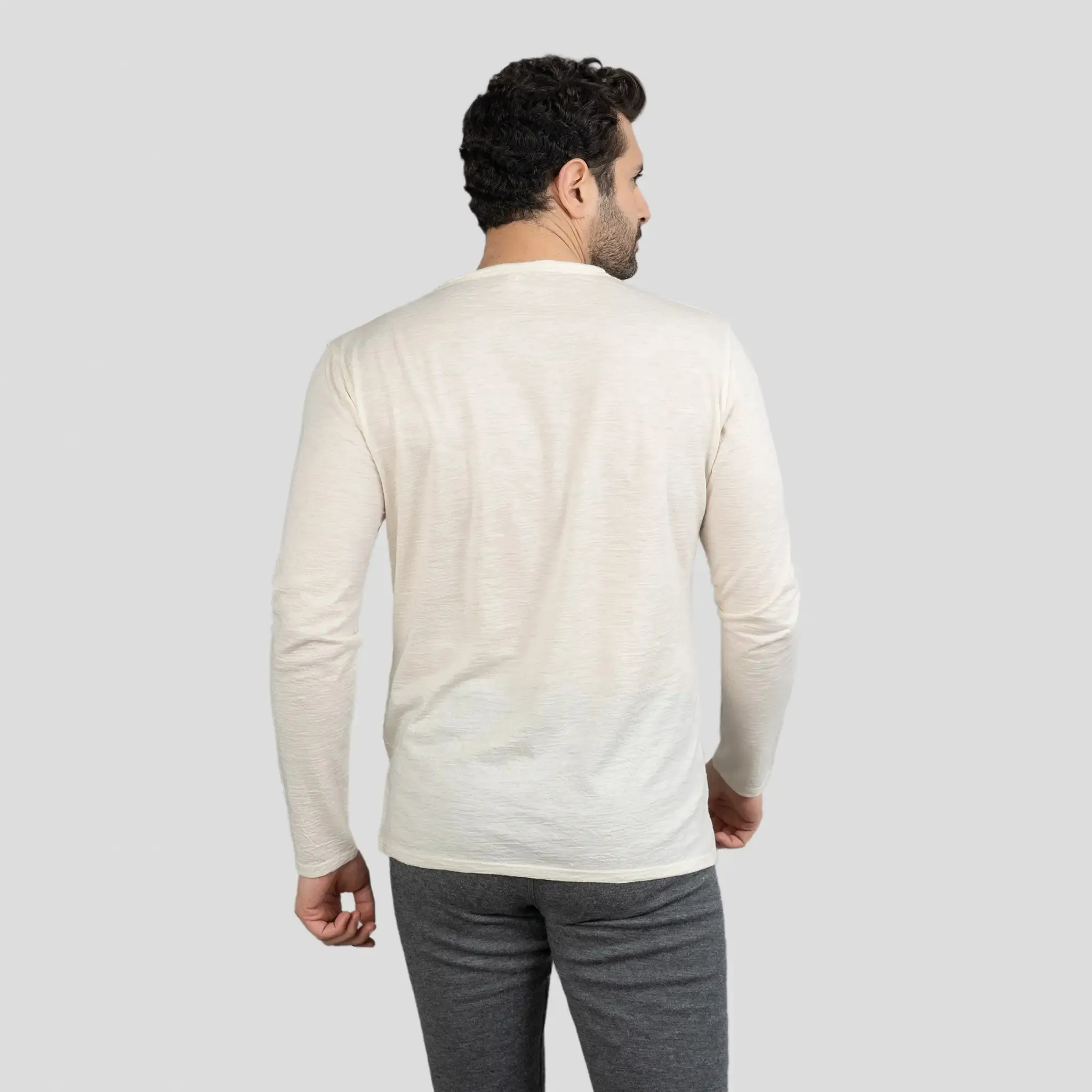 Men's Alpaca Wool Long Sleeve Base Layer: 160 Ultralight