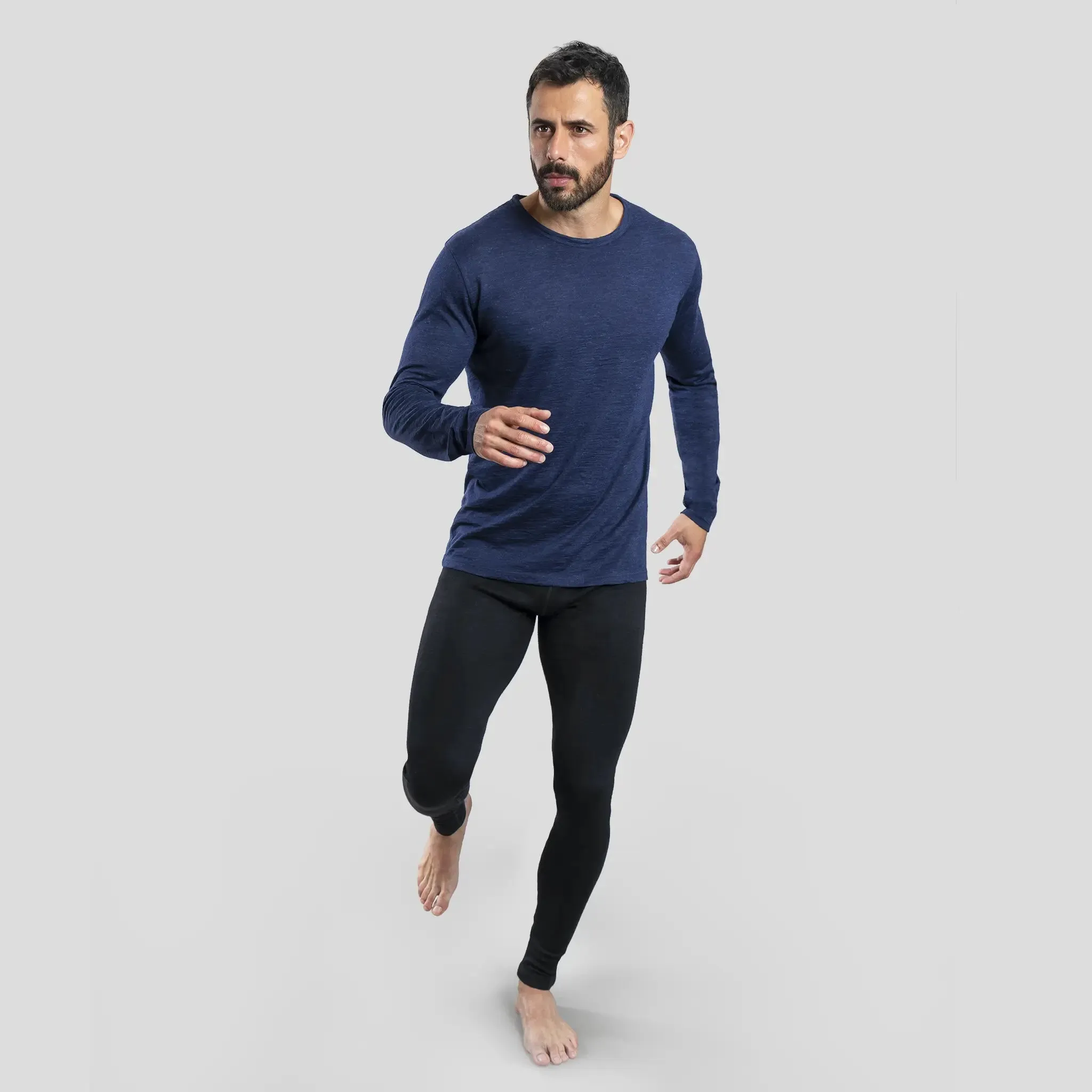 Men's Alpaca Wool Long Sleeve Base Layer: 160 Ultralight
