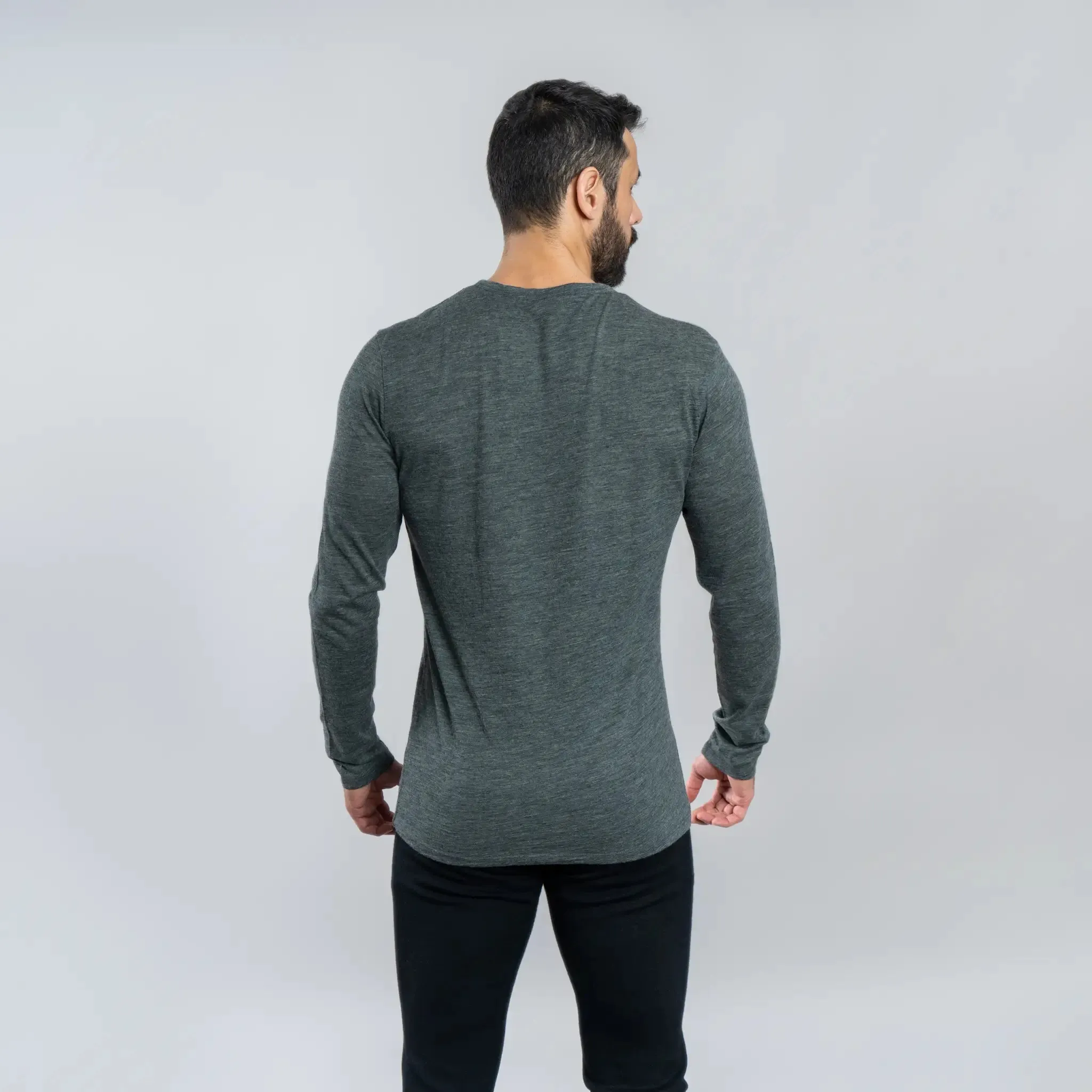 Men's Alpaca Wool Long Sleeve Base Layer: 160 Ultralight