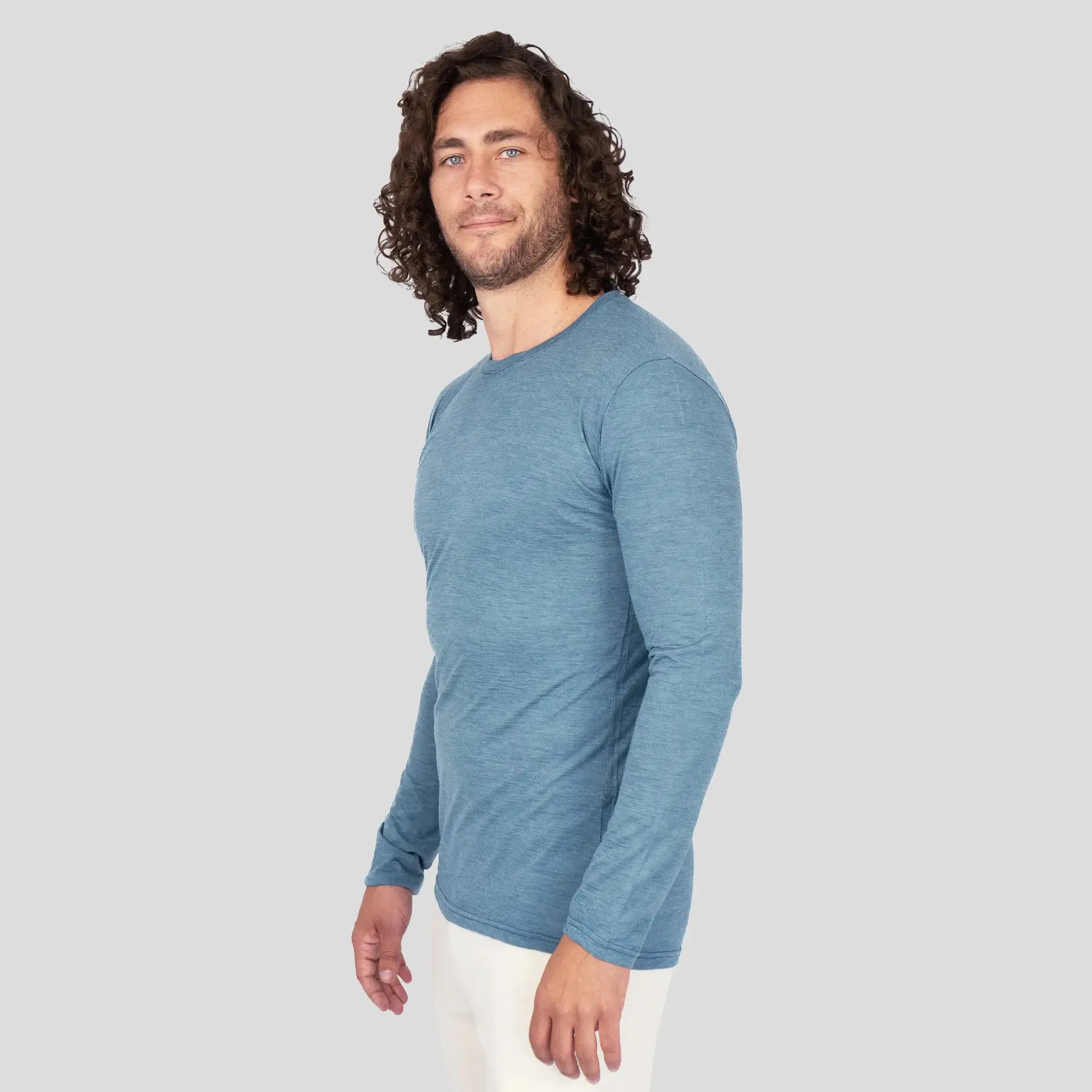 Men's Alpaca Wool Long Sleeve Base Layer: 160 Ultralight
