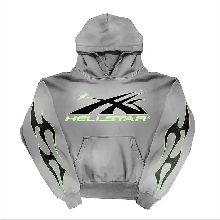 Men's & Women's 2-Piece Flame Print Hoodie and Drawstring Sports Pants Set – Trendy American-Style Hip-Hop Streetwear Suit