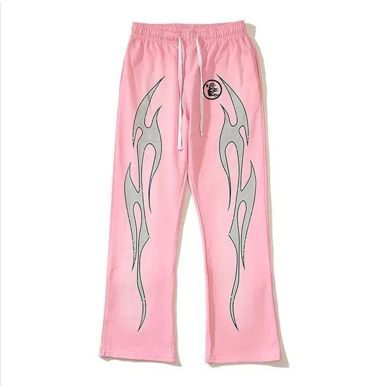 Men's & Women's 2-Piece Flame Print Hoodie and Drawstring Sports Pants Set – Trendy American-Style Hip-Hop Streetwear Suit