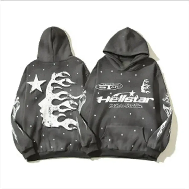 Men's & Women's 2-Piece Flame Print Hoodie and Drawstring Sports Pants Set – Trendy American-Style Hip-Hop Streetwear Suit