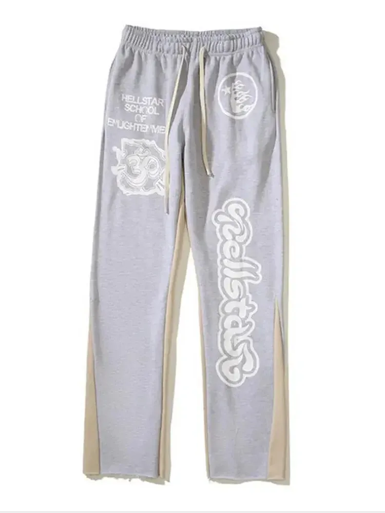 Men's & Women's 2-Piece Flame Print Hoodie and Drawstring Sports Pants Set – Trendy American-Style Hip-Hop Streetwear Suit