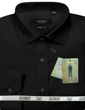 Men's Dress Shirt Long Sleeves Made of 100% Prime Cotton Solid Colors | STA-100-Black