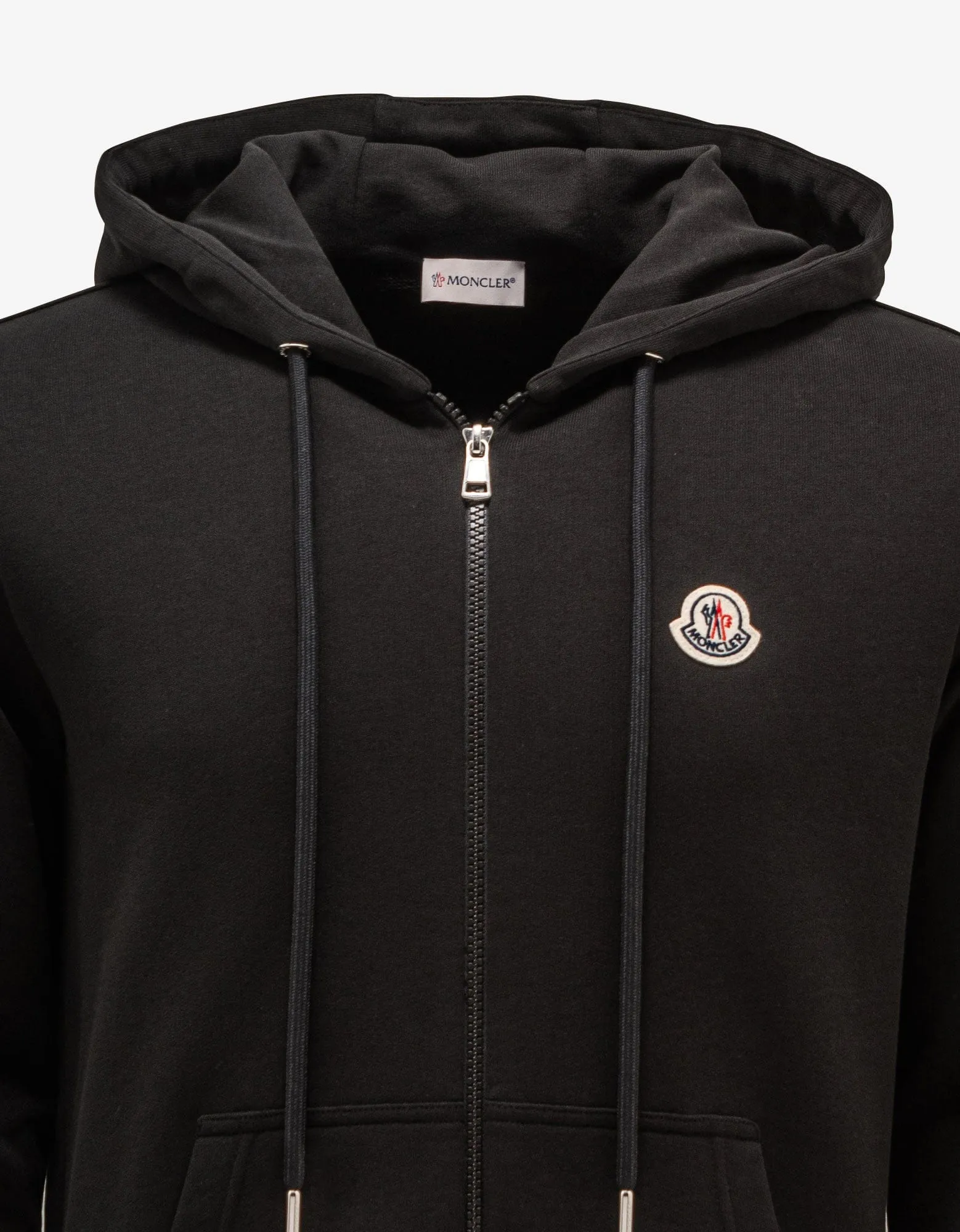 Moncler Black Tricolour Band Zip Hoodie
