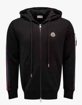 Moncler Black Tricolour Band Zip Hoodie