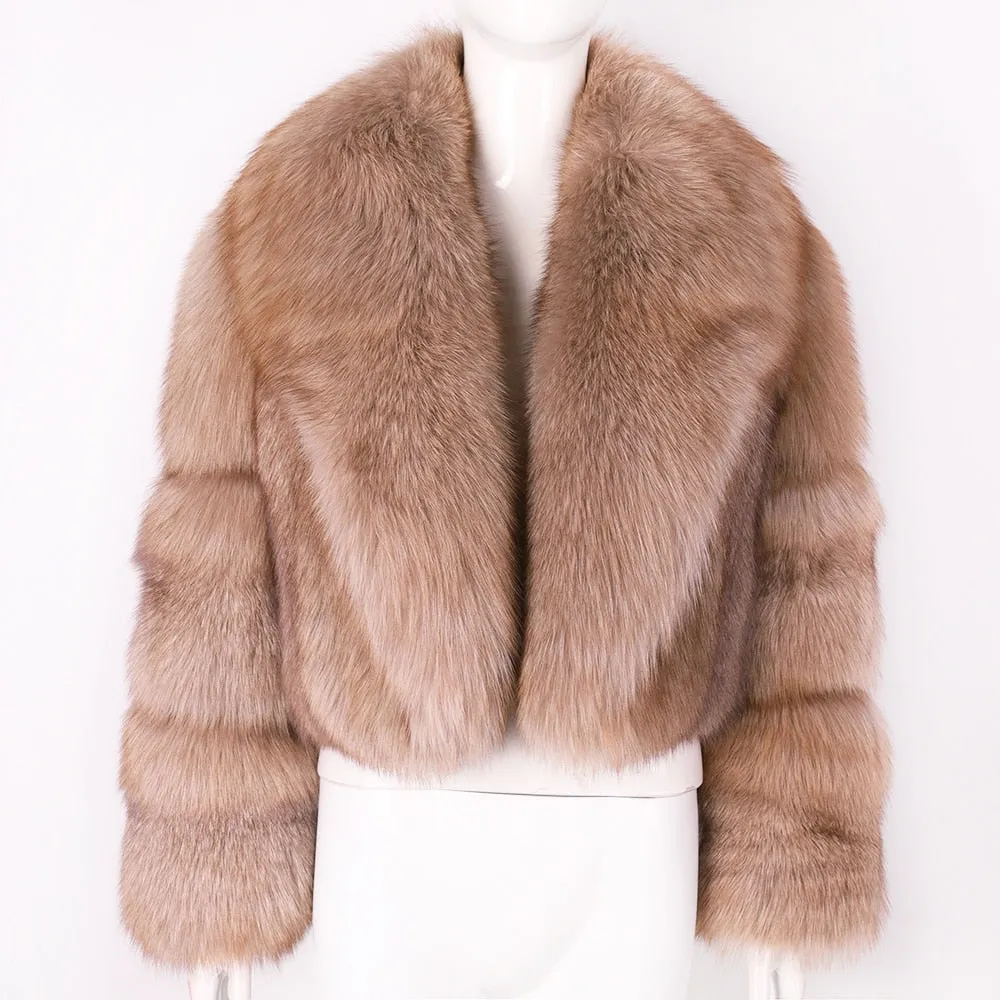 Natural Big Collar Real Fox Fur Coat