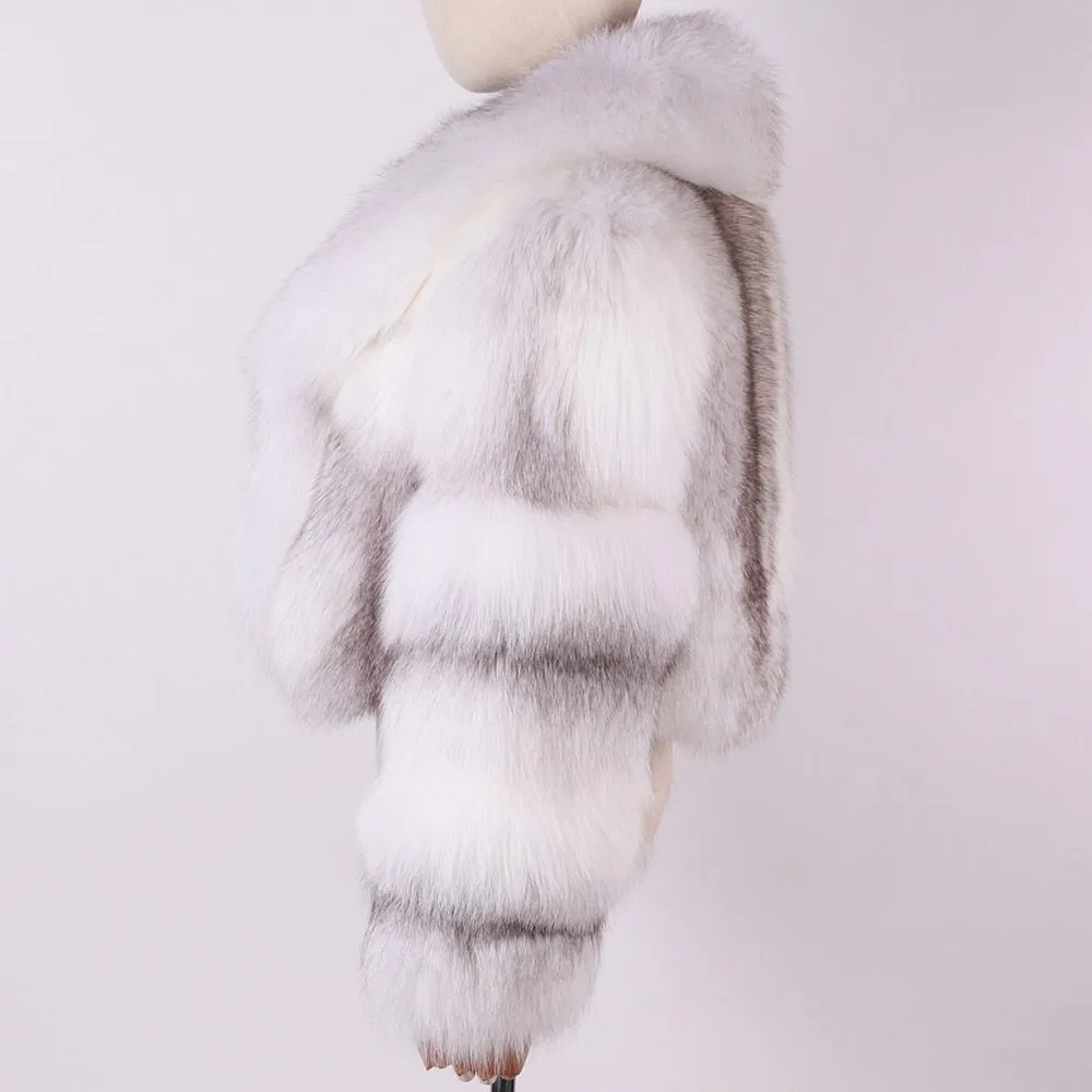 Natural Big Collar Real Fox Fur Coat