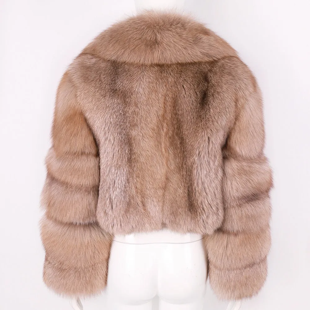 Natural Big Collar Real Fox Fur Coat