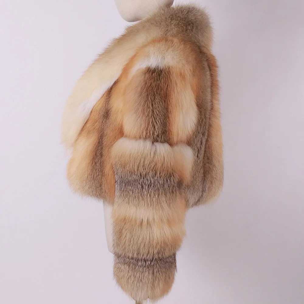 Natural Big Collar Real Fox Fur Coat