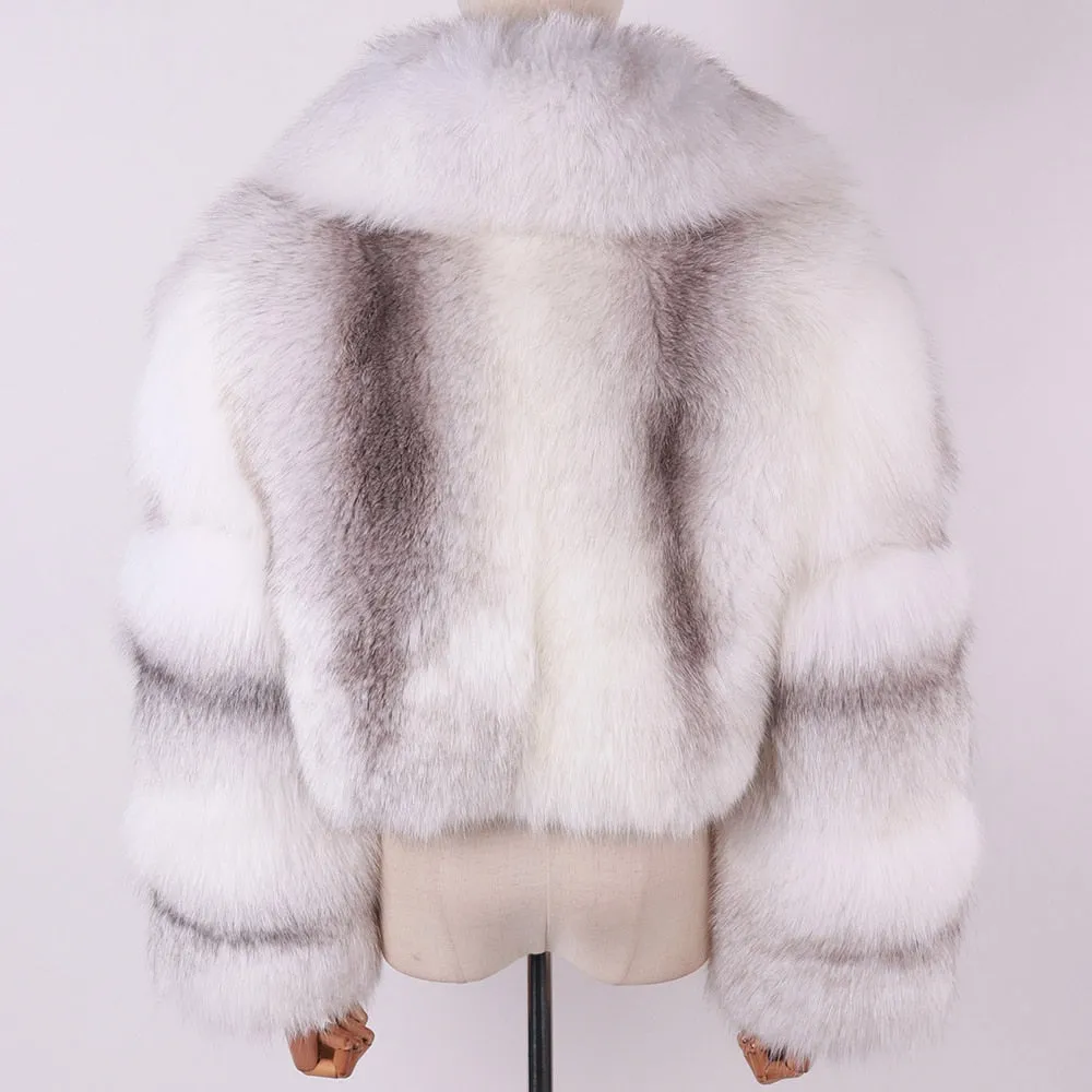 Natural Big Collar Real Fox Fur Coat