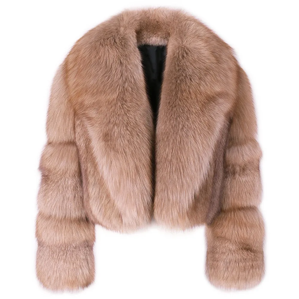 Natural Big Collar Real Fox Fur Coat