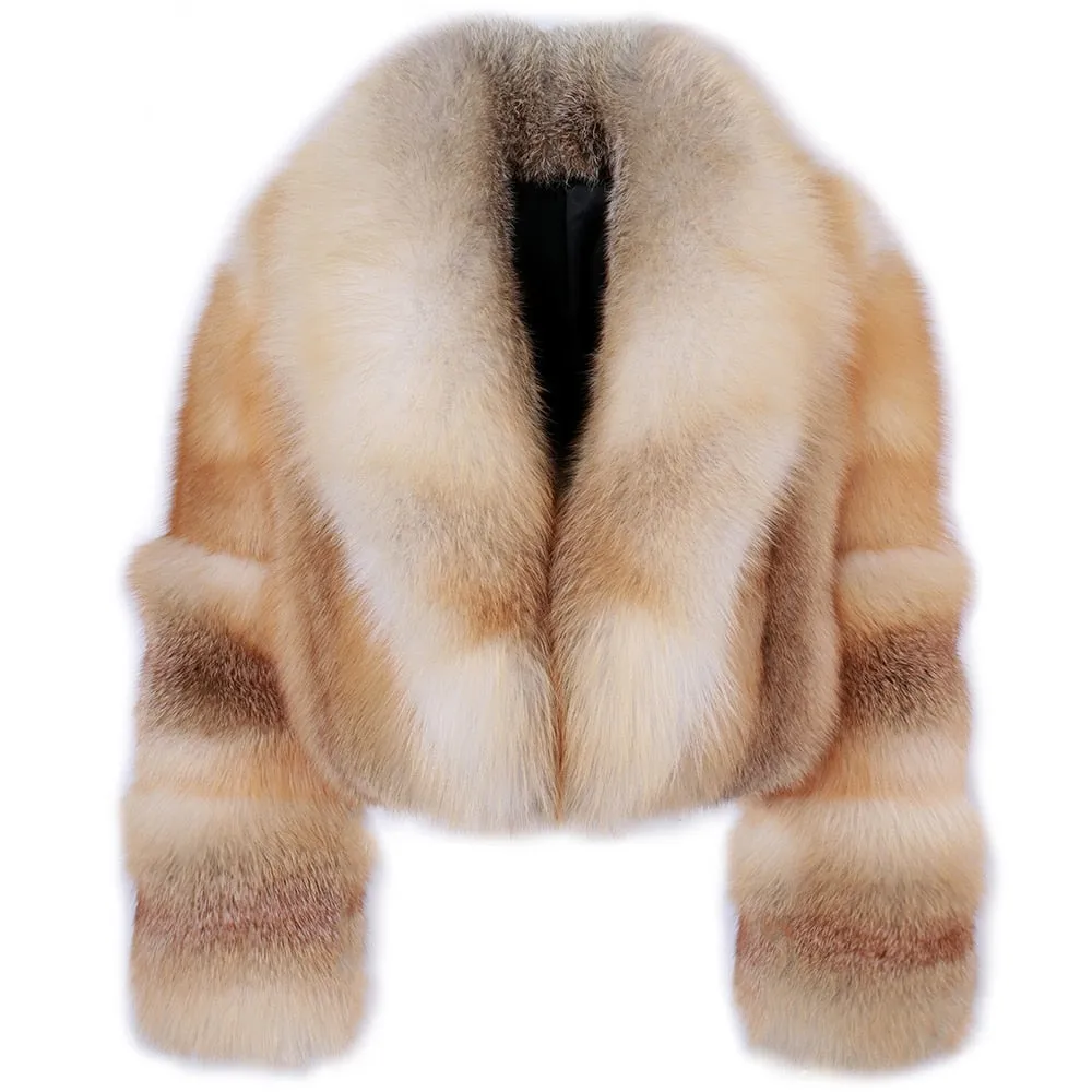 Natural Big Collar Real Fox Fur Coat