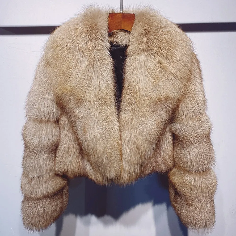 Natural Big Collar Real Fox Fur Coat