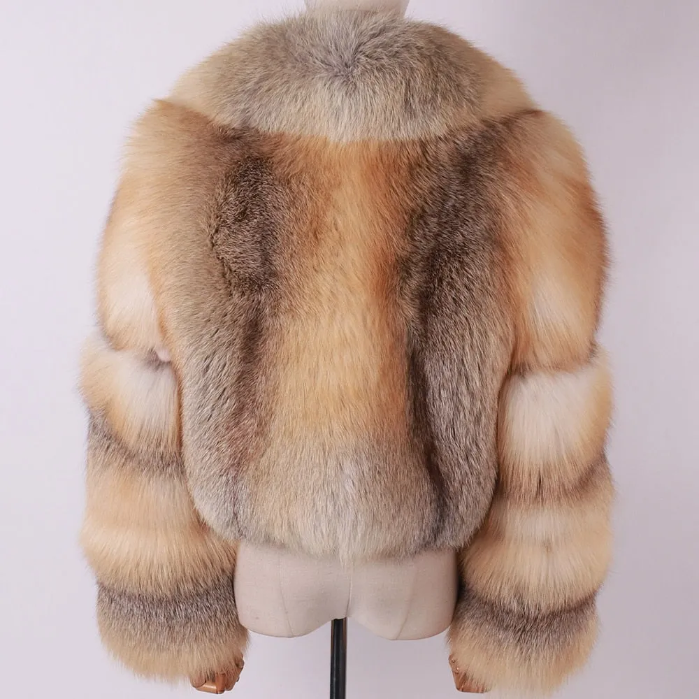 Natural Big Collar Real Fox Fur Coat