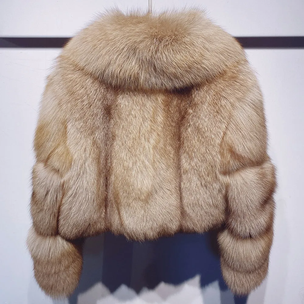 Natural Big Collar Real Fox Fur Coat