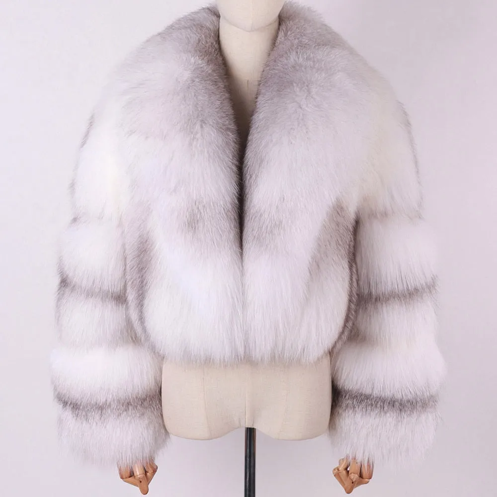 Natural Big Collar Real Fox Fur Coat