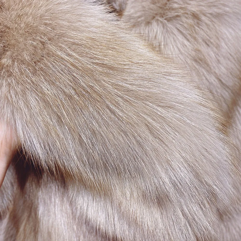 Natural Big Collar Real Fox Fur Coat