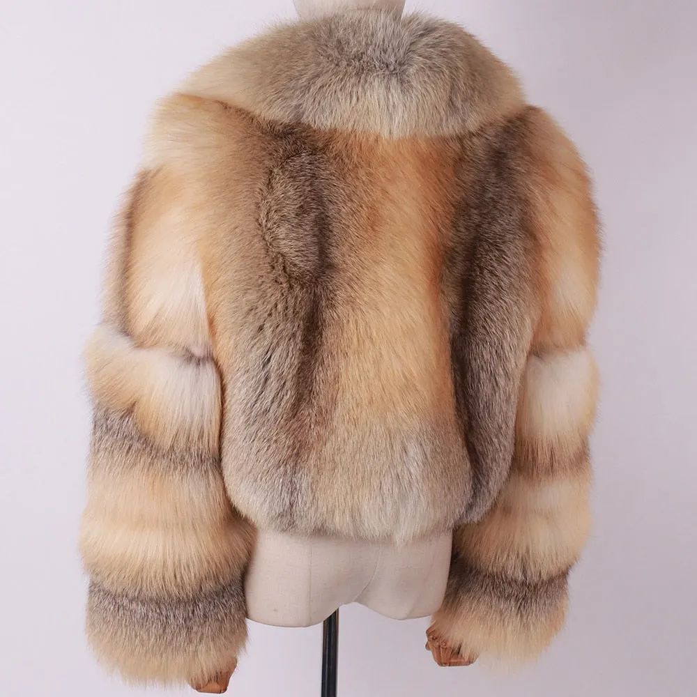 Natural Big Collar Real Fox Fur Coat