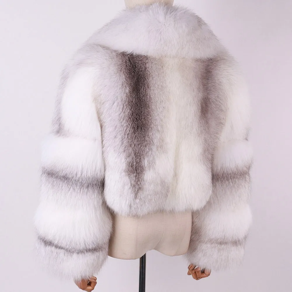 Natural Big Collar Real Fox Fur Coat