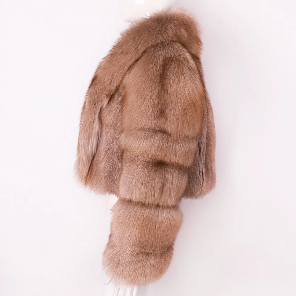 Natural Big Collar Real Fox Fur Coat