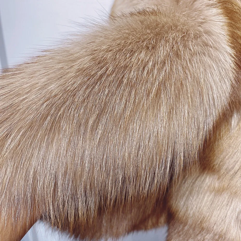 Natural Big Collar Real Fox Fur Coat