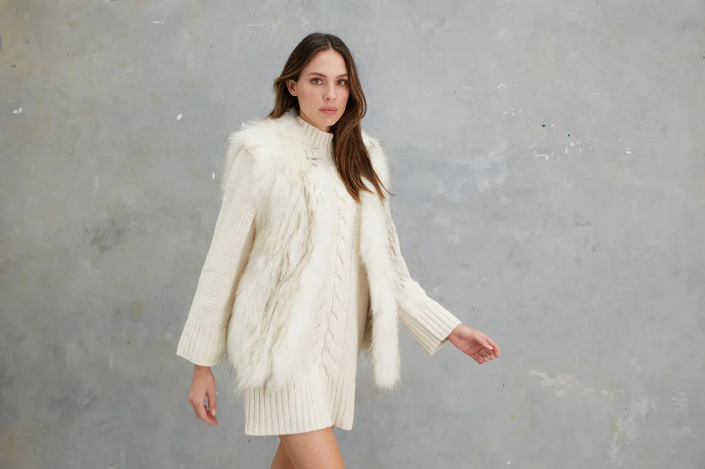 Neesa Raccoon Vest - White Cloud