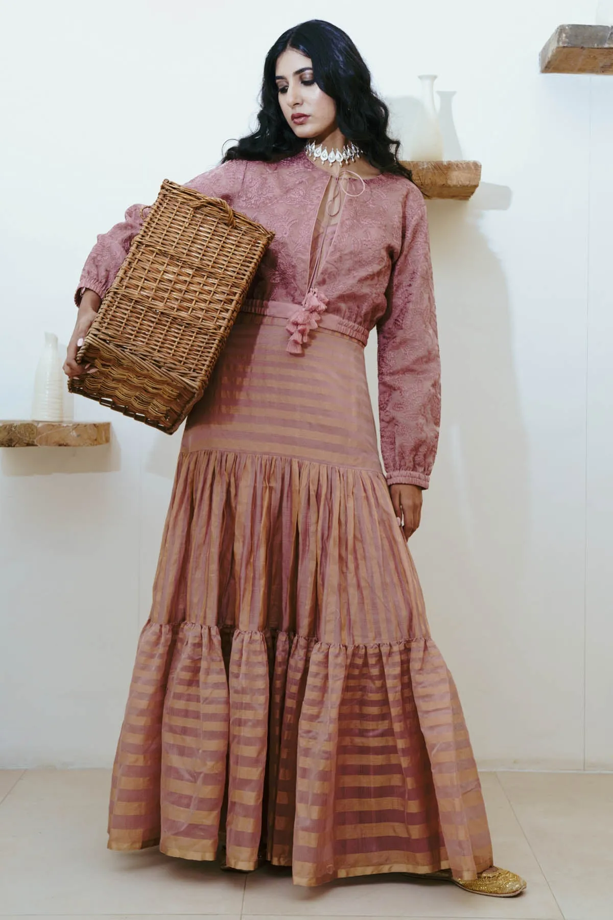 Old Rose Anarkali & Jacket Set