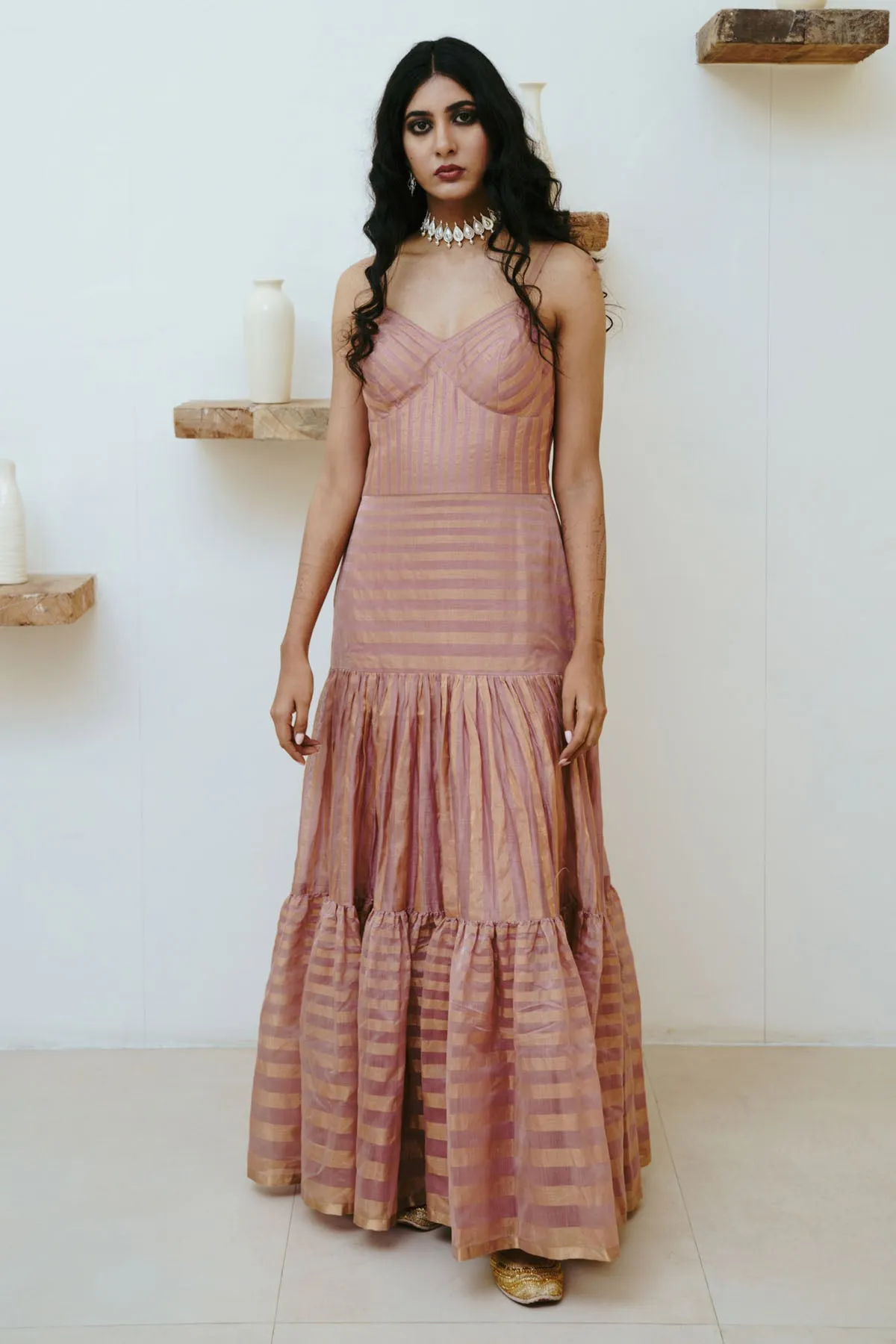 Old Rose Anarkali & Jacket Set
