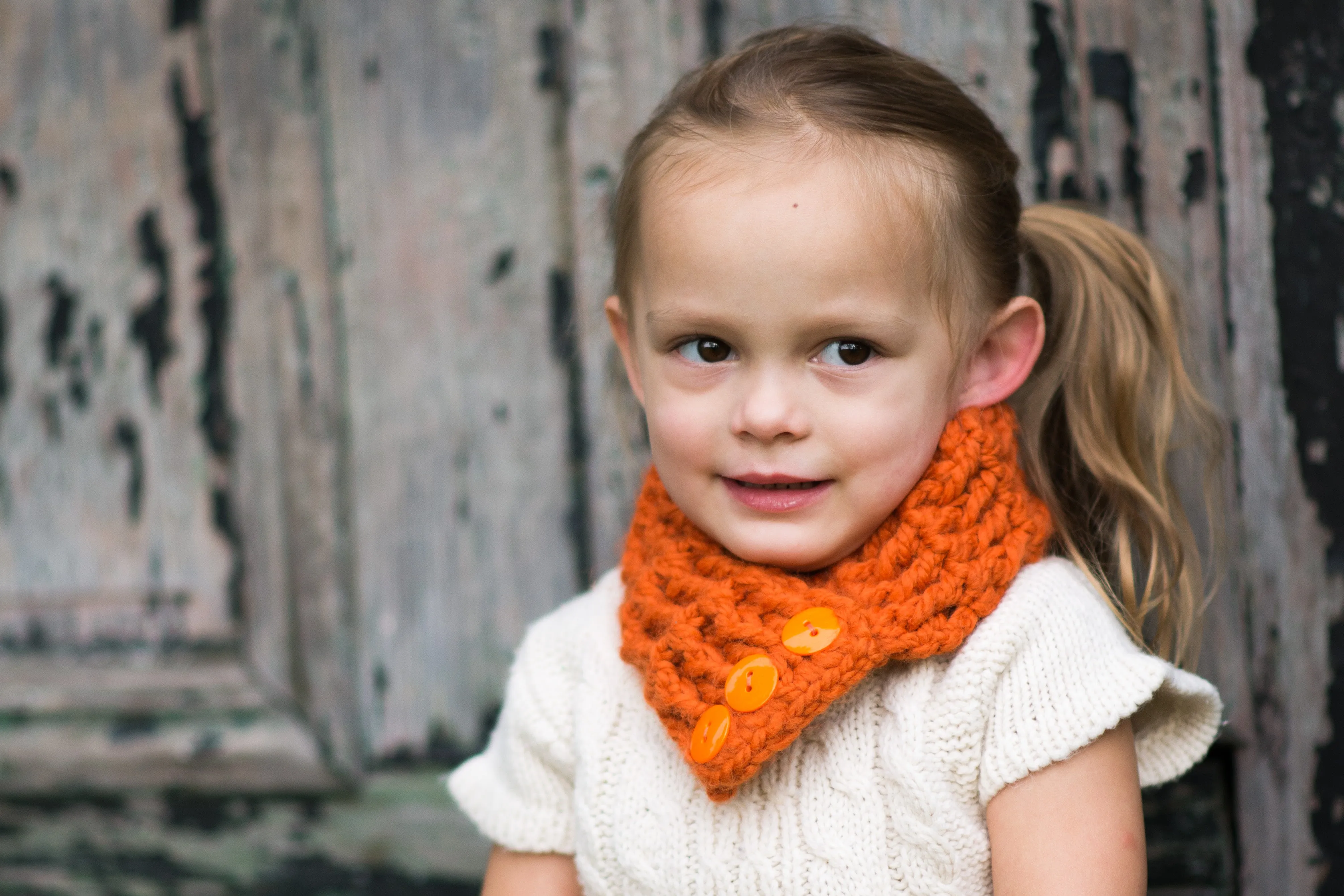 Orange pumpkin button scarf