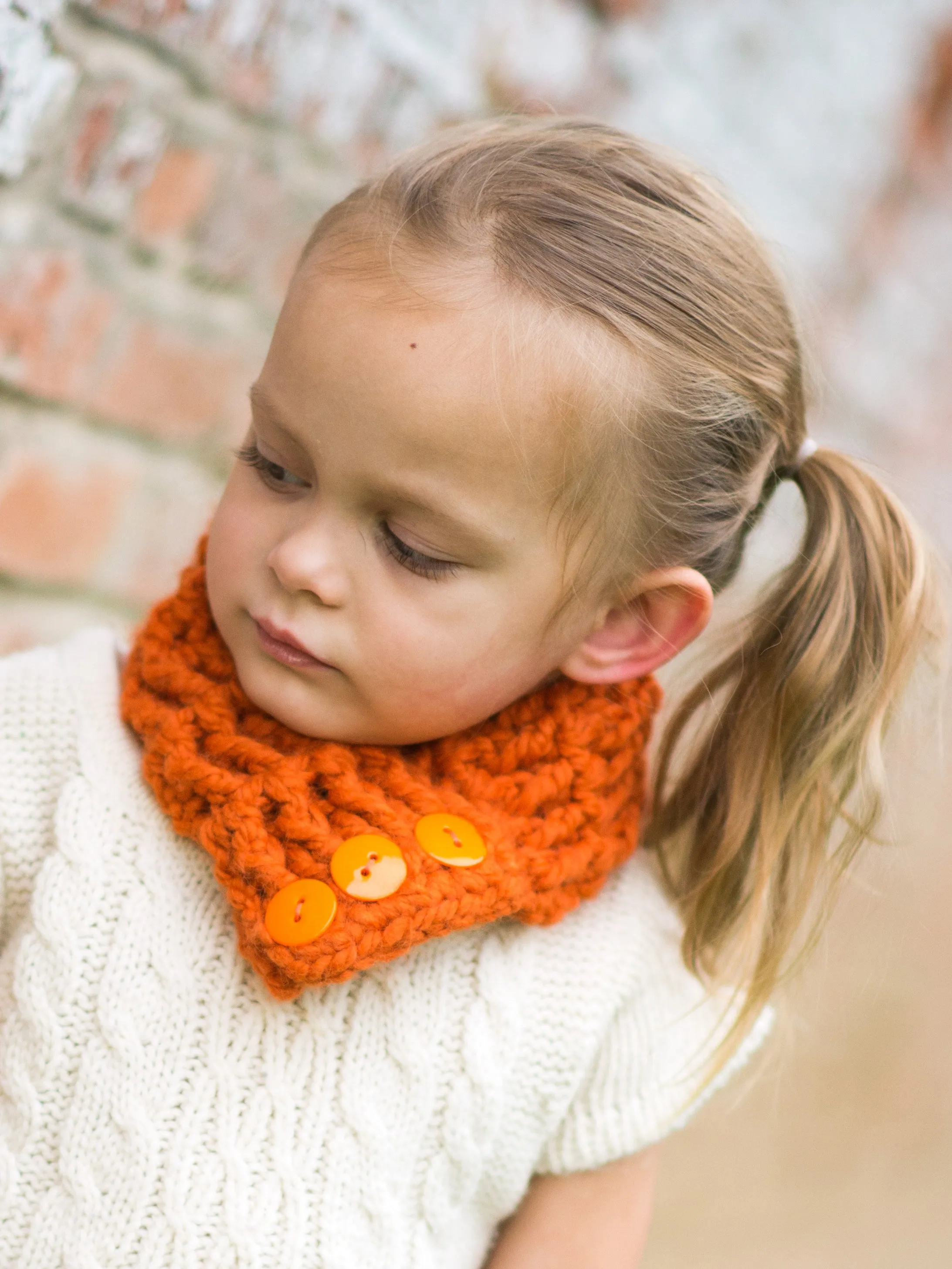 Orange pumpkin button scarf