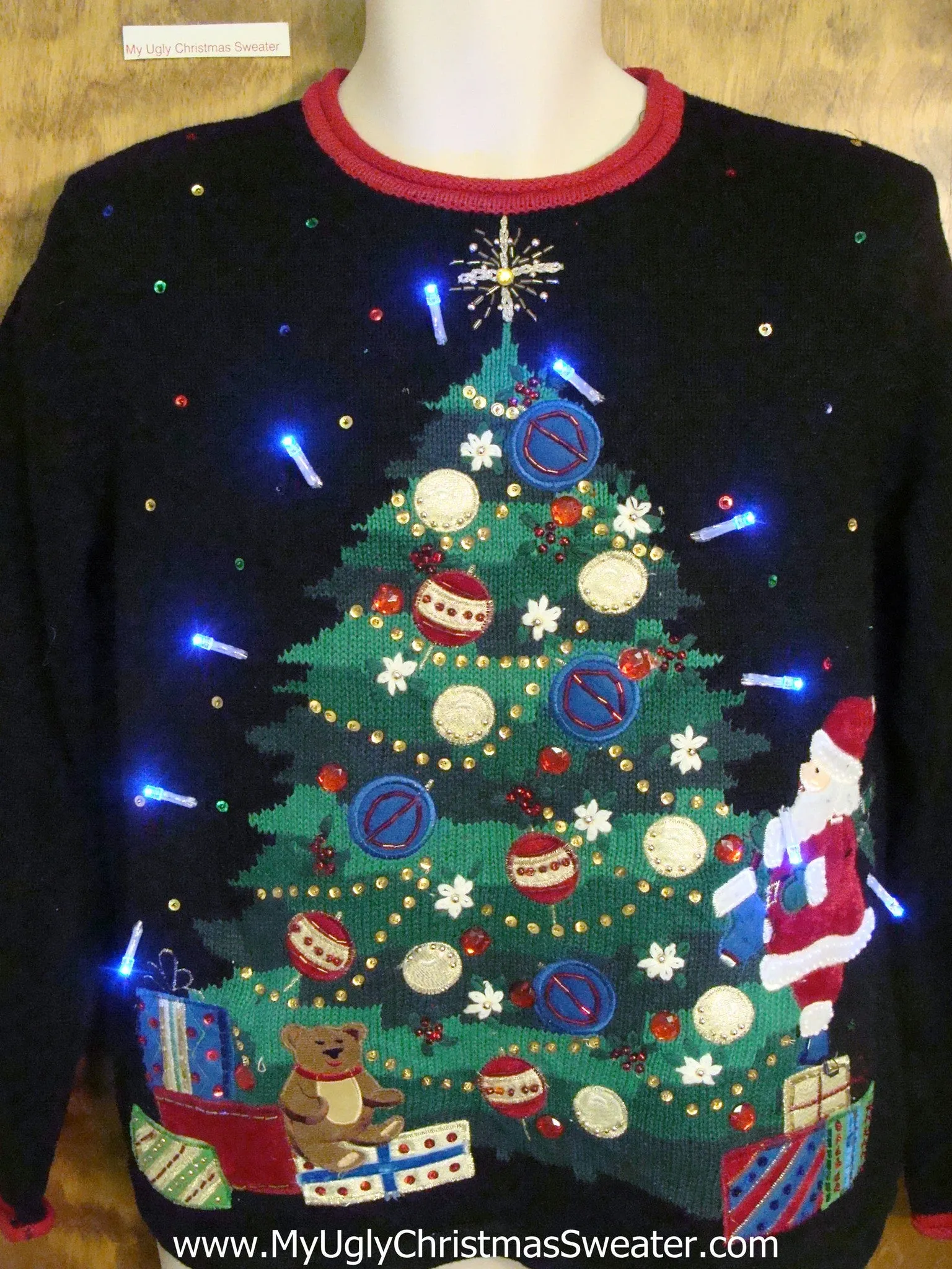 Over the Top Festive Tree Light Up Ugly Christmas Jumper