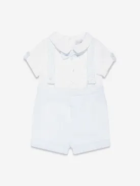 Patachou Baby Boys Linen Striped Romper in Blue