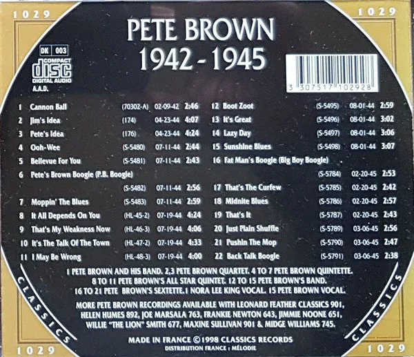 Pete Brown  - 1942-1945 - CD