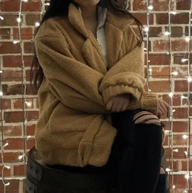 RACHEL faux fur zipper coat