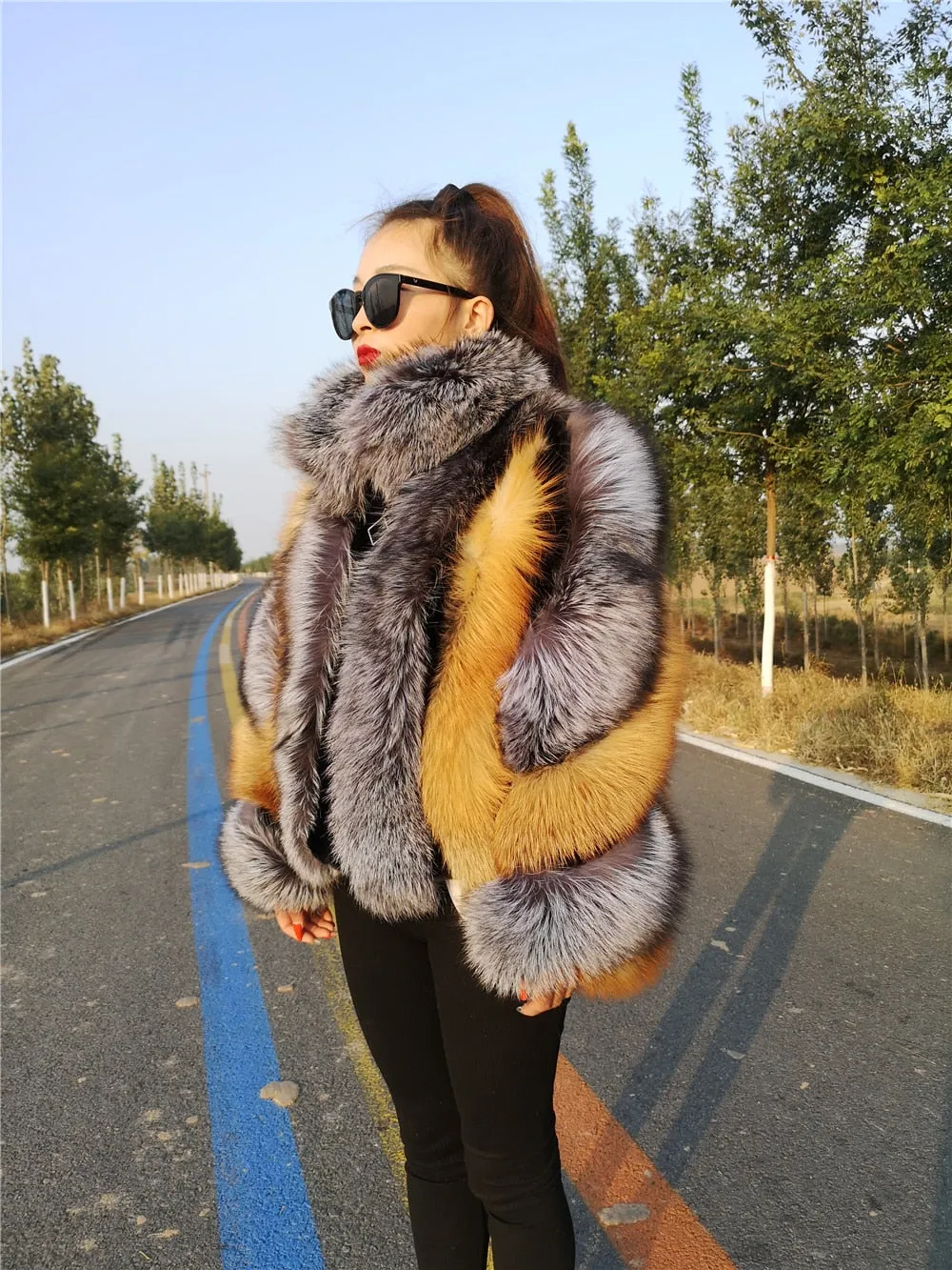 Real Natural Fox Fur Jacket Women Luxury Genuine Silver Fox Short Coat Full Sleeves Winter Plush Red Fox Fur Coat Female